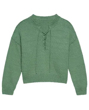 The Lace Up Pullover. -- Dried Basil