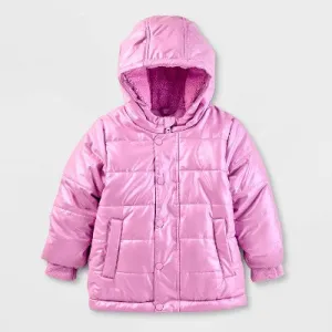 Toddler Girls' Heavyweight Shiny Puffer Jacket