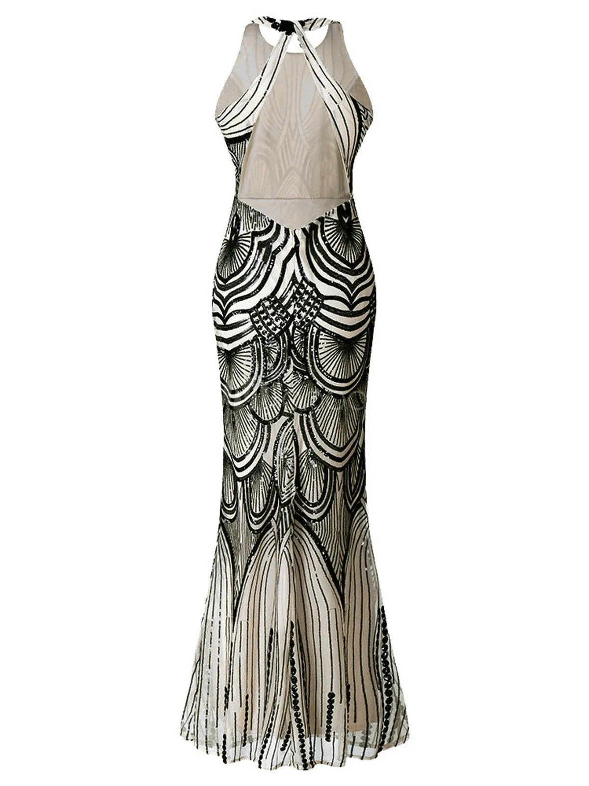 [US Warehouse] 1920s Sequin Backless Formal Dress