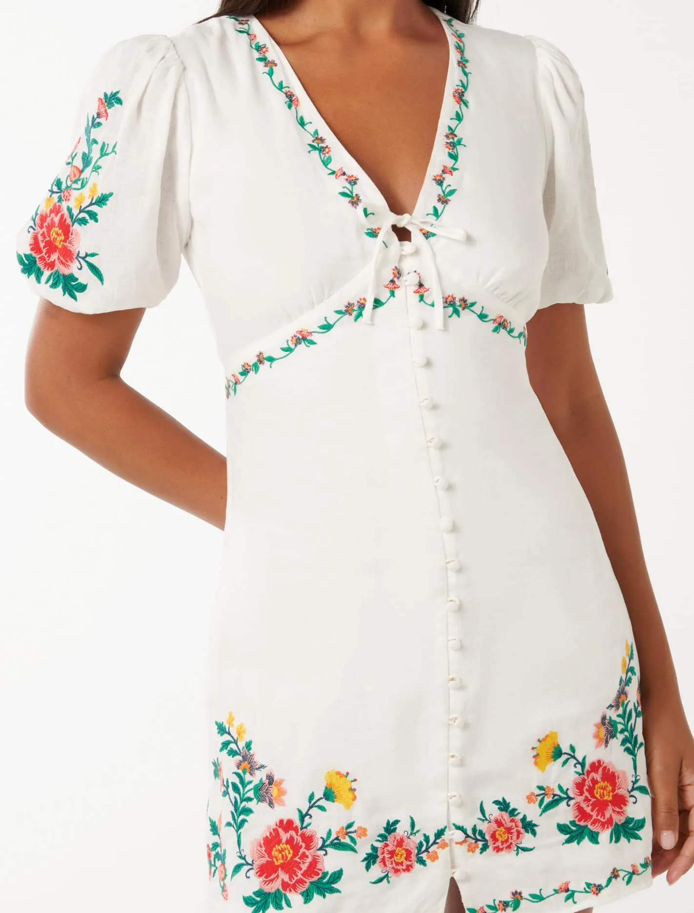 Veanne Embroidered Mini Dress