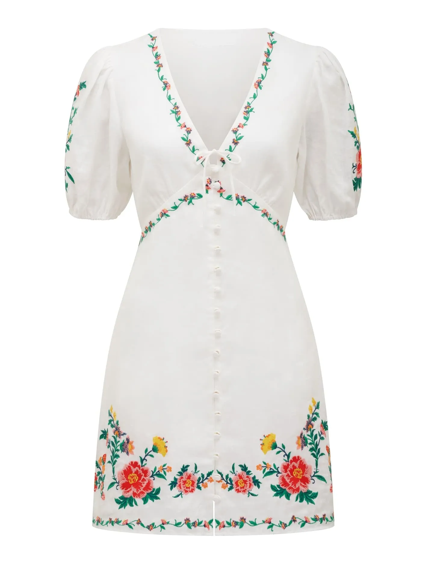 Veanne Embroidered Mini Dress