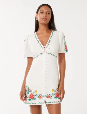 Veanne Embroidered Mini Dress