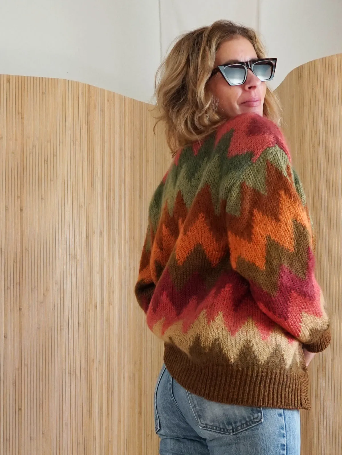 Vintage Chevron Stripe Mohair Sweater