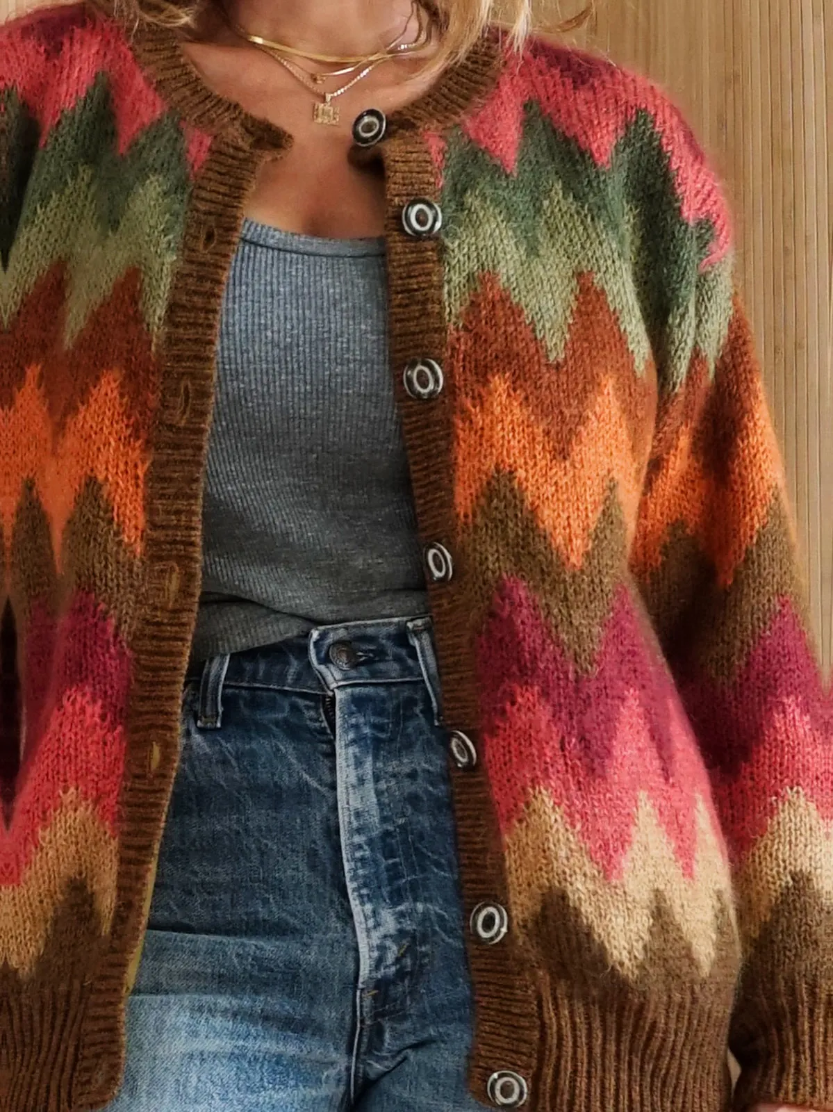 Vintage Chevron Stripe Mohair Sweater