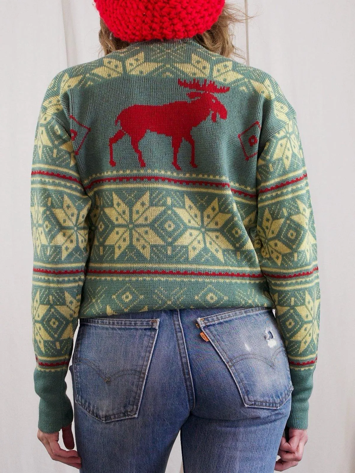 Vintage Moose Snowflake Ski Sweater