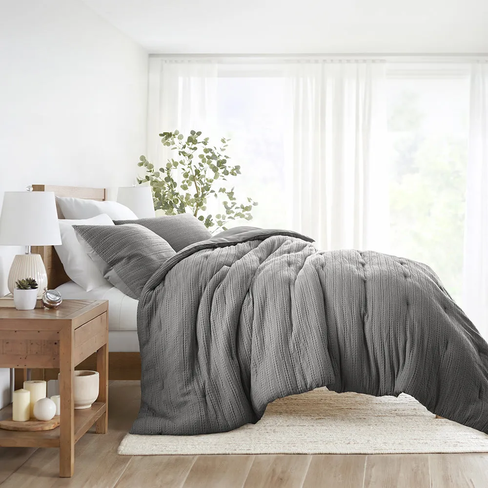 Waffle Textured Down-Alternative Comforter Set