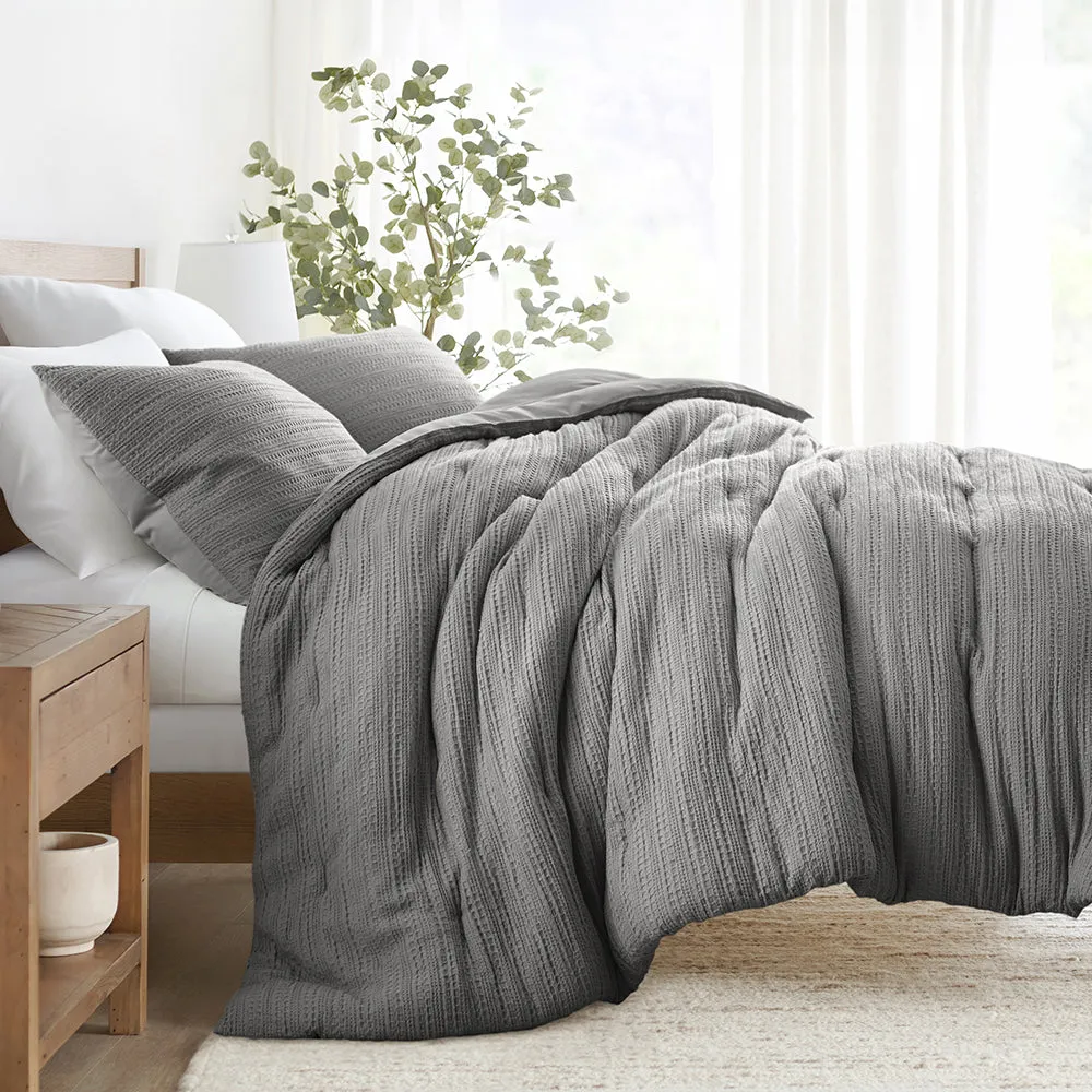 Waffle Textured Down-Alternative Comforter Set