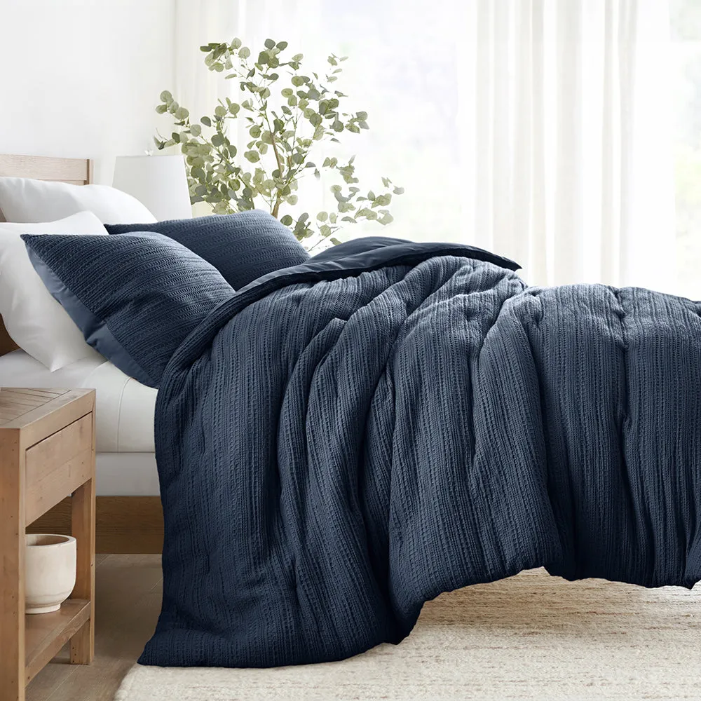 Waffle Textured Down-Alternative Comforter Set