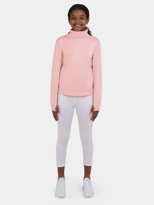 Warm-Up Thermal Long Sleeve Funnel Neck Top For Girls With Brushed Inner Fabric, Thumbholes & Reflective Strips