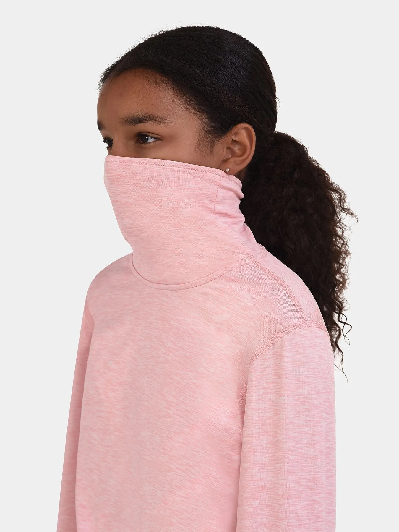 Warm-Up Thermal Long Sleeve Funnel Neck Top For Girls With Brushed Inner Fabric, Thumbholes & Reflective Strips