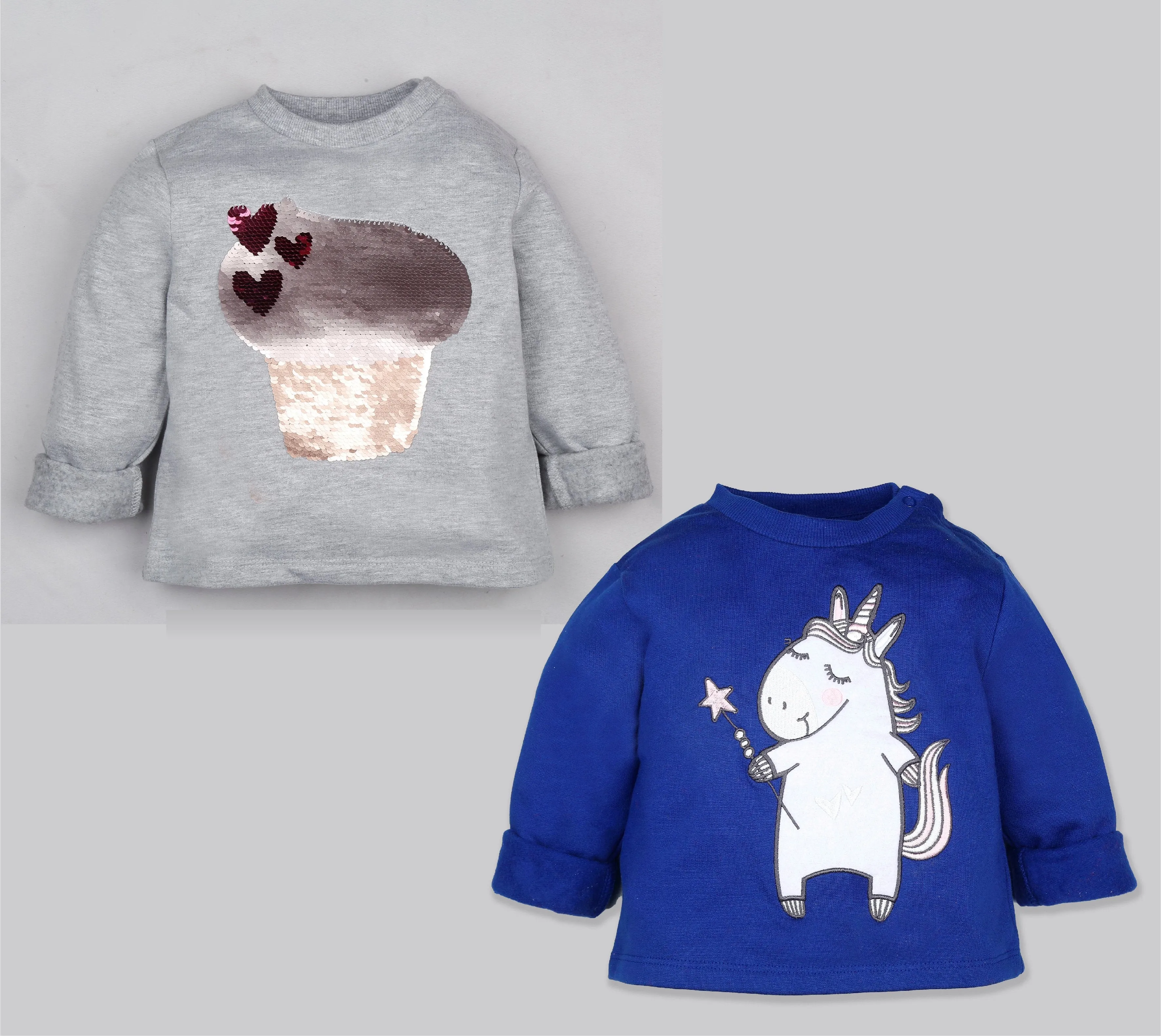 Winter Sweatshirt Combo - Cupcake and Unicorn