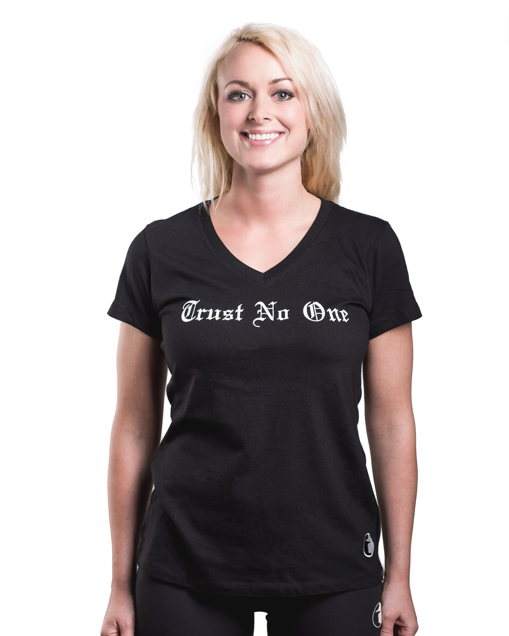 Women's Face of Trust No One V-Neck T-Shirt - Black