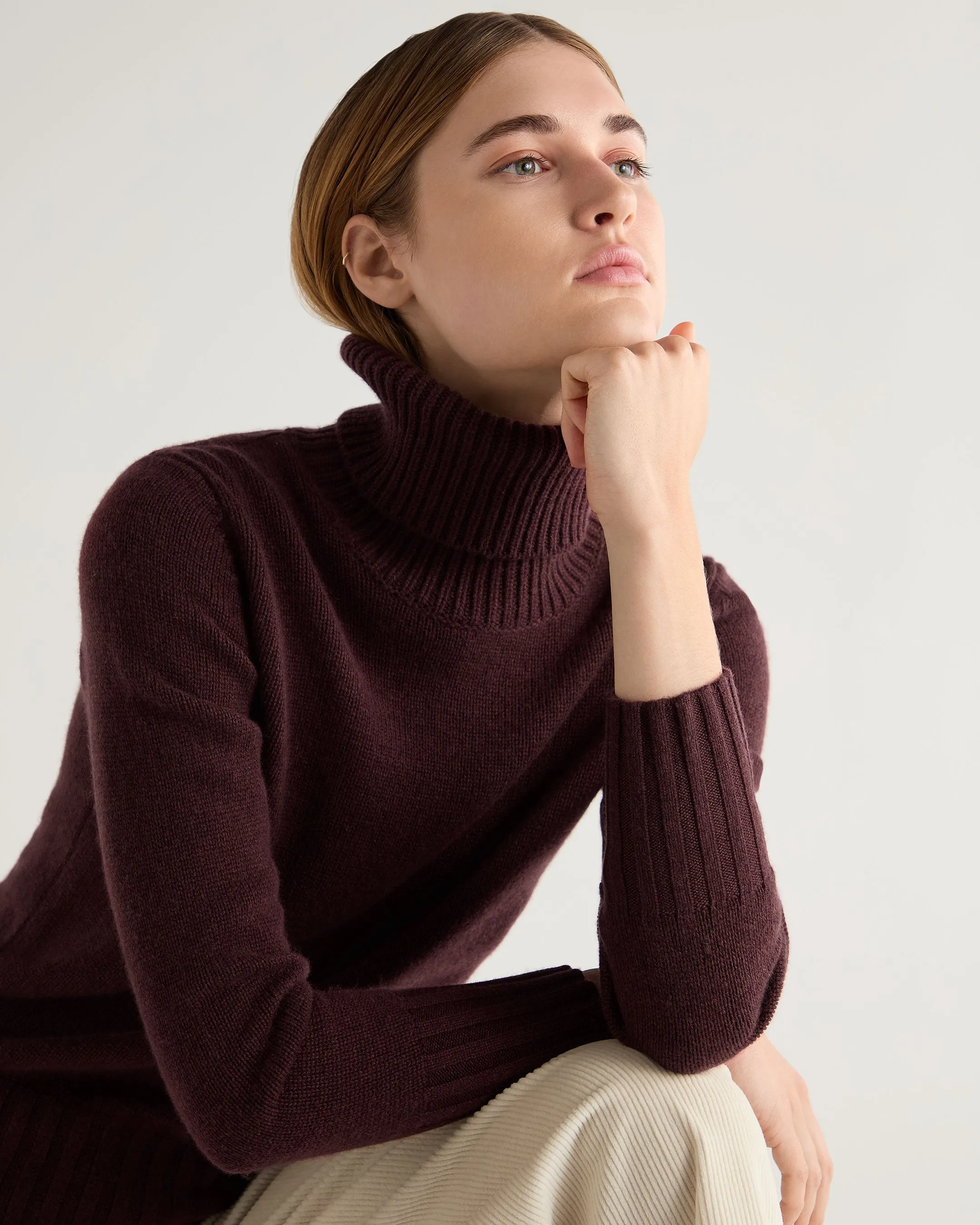 Women's Hazel Chunky Turtle Neck Cashmere Sweater Claret Red