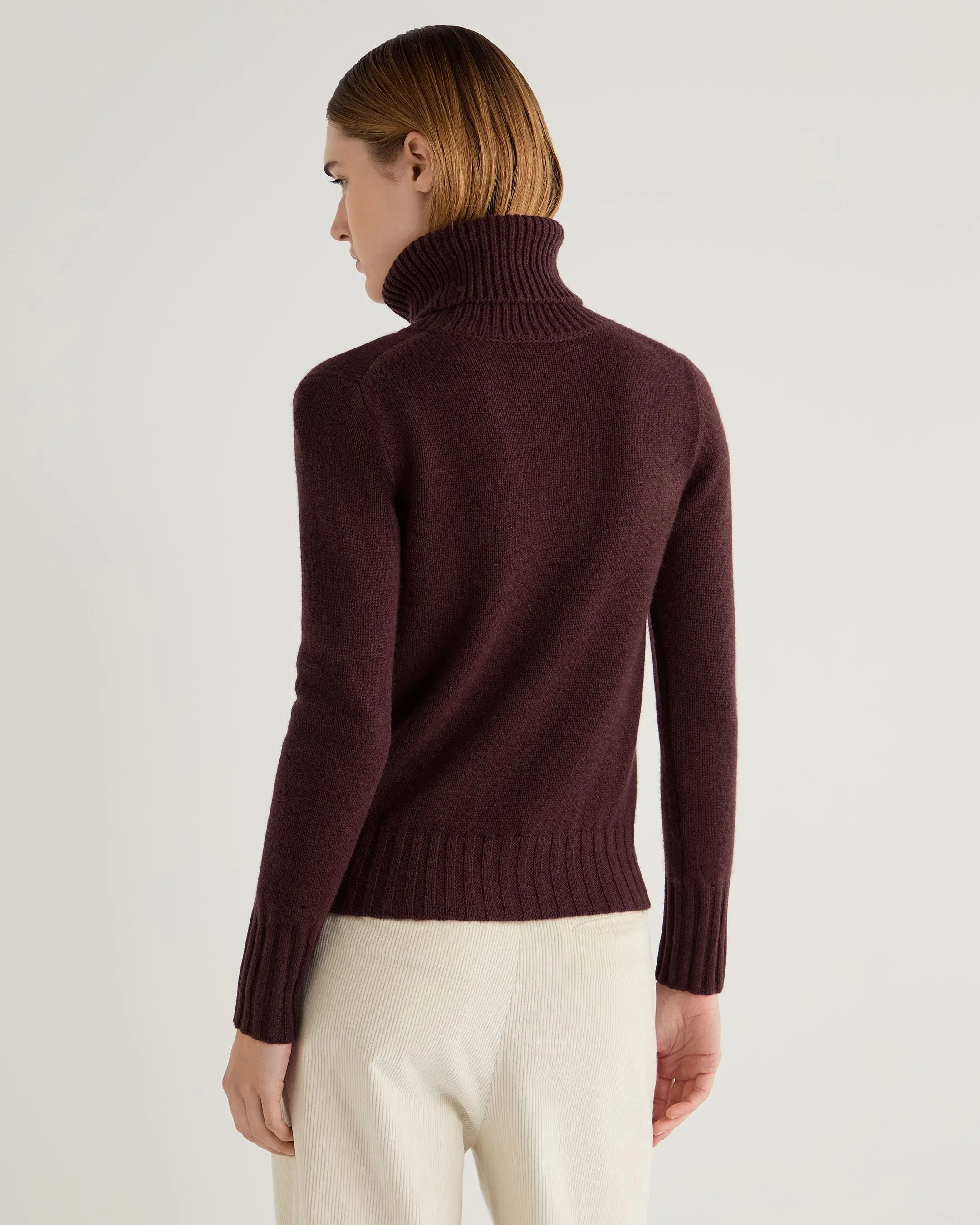 Women's Hazel Chunky Turtle Neck Cashmere Sweater Claret Red