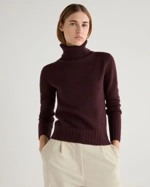 Women's Hazel Chunky Turtle Neck Cashmere Sweater Claret Red