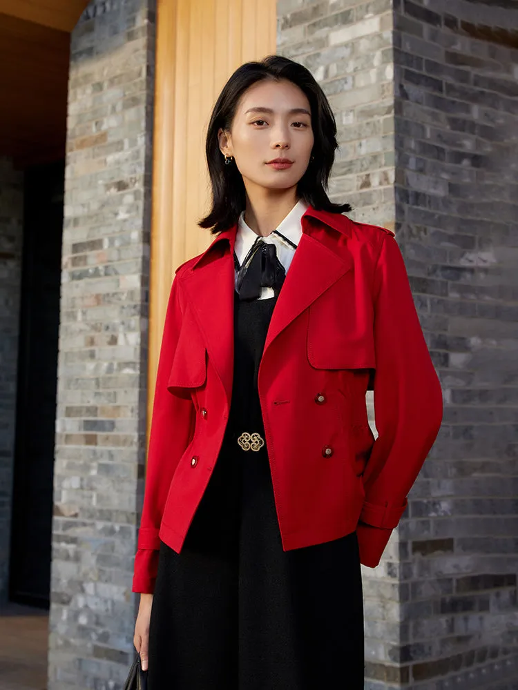 YAYING Waist Belted Short Trench Coat