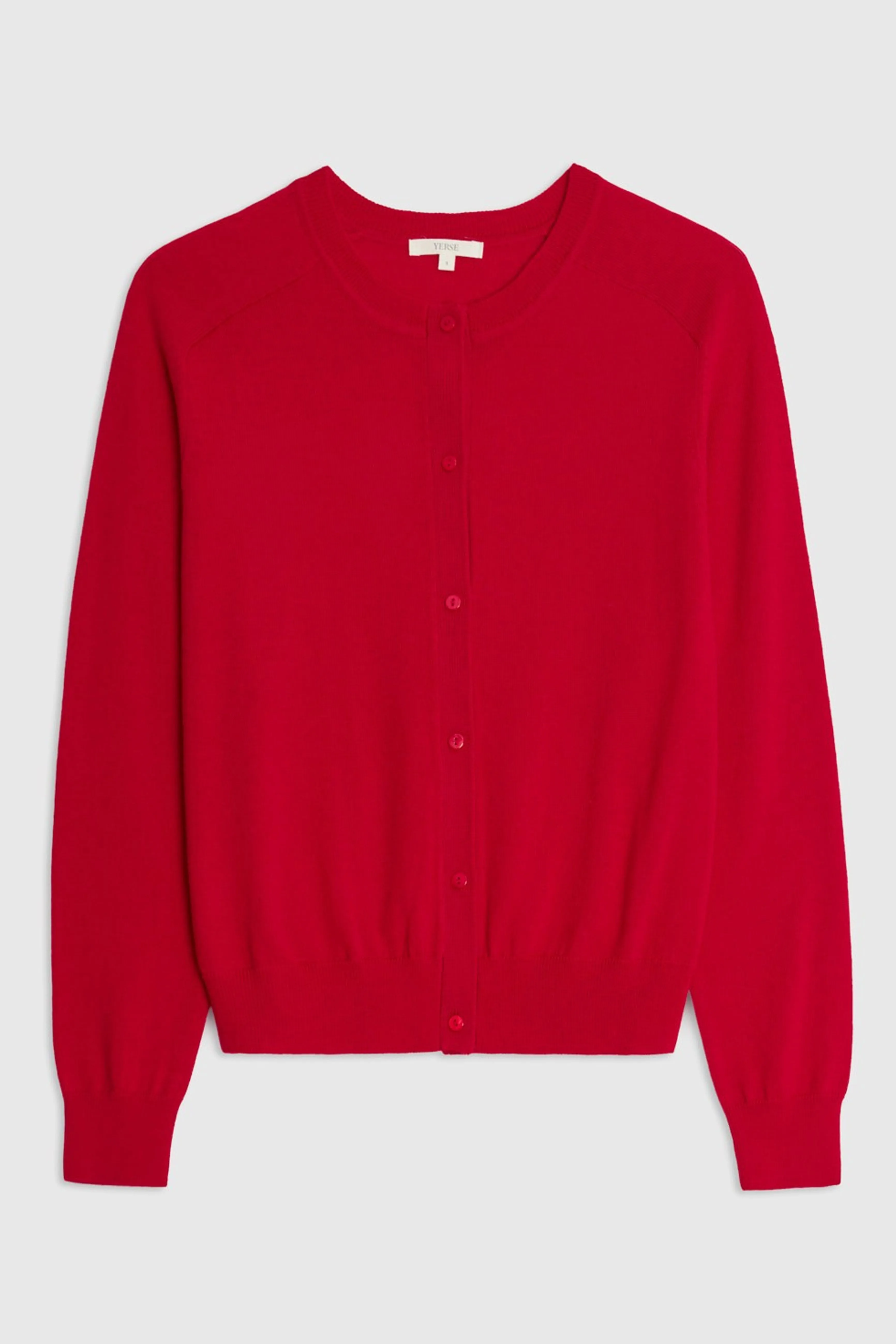 Yerse Merino Wool Red Cardigan