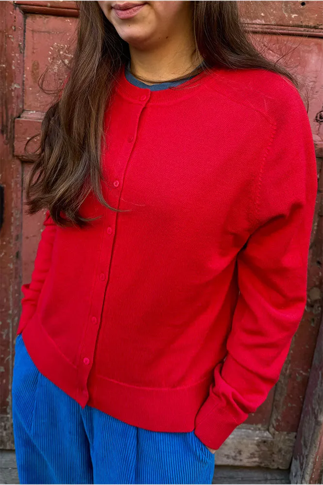 Yerse Merino Wool Red Cardigan