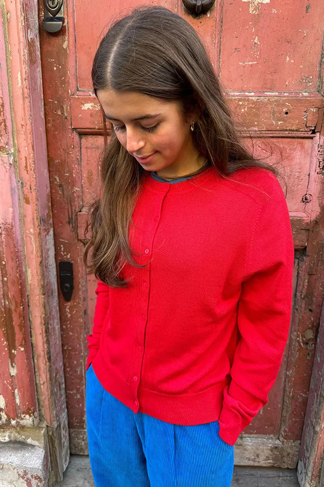 Yerse Merino Wool Red Cardigan